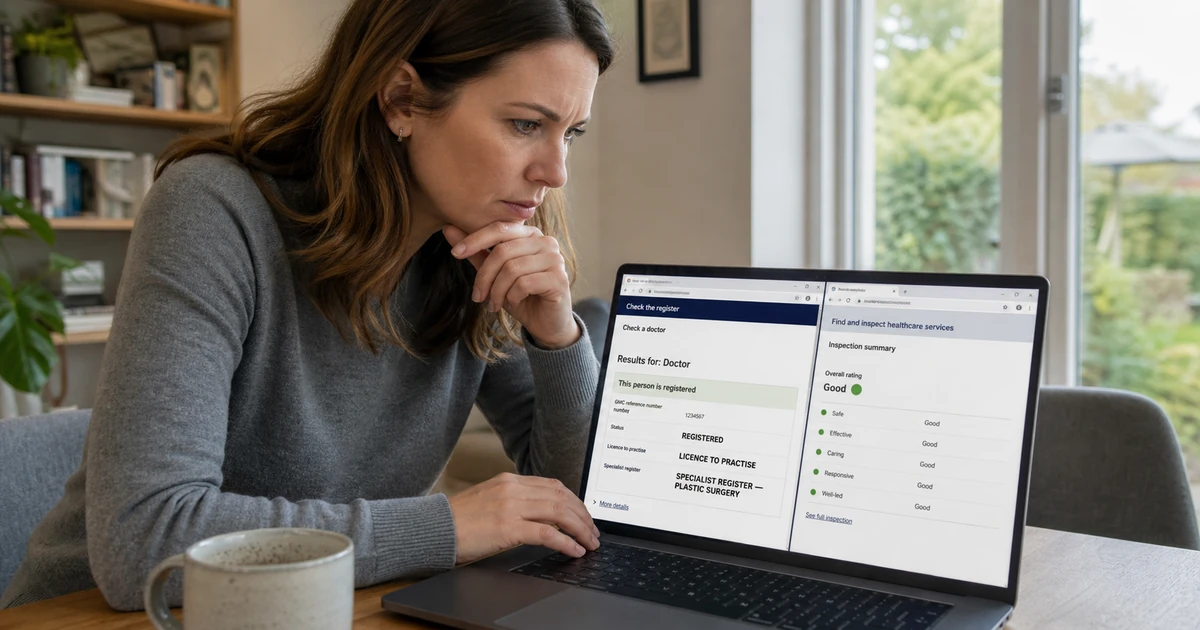 Verifying that a cosmetic surgeon is on the GMC Specialist Register