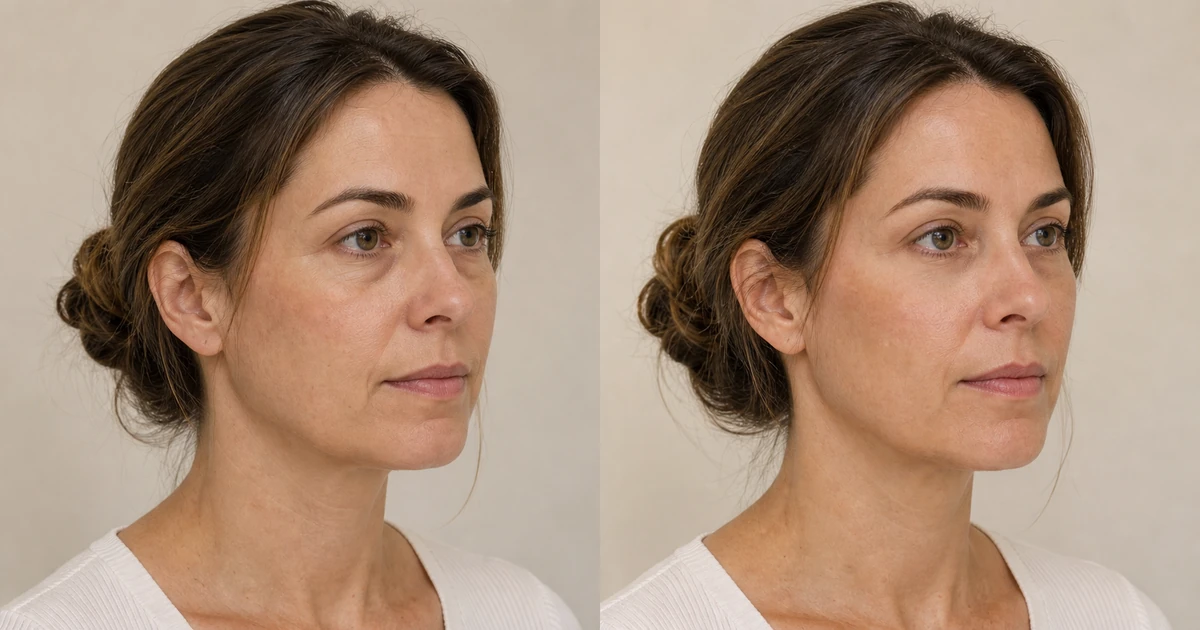 Blepharoplasty before-and-after comparison for upper and lower eyelids