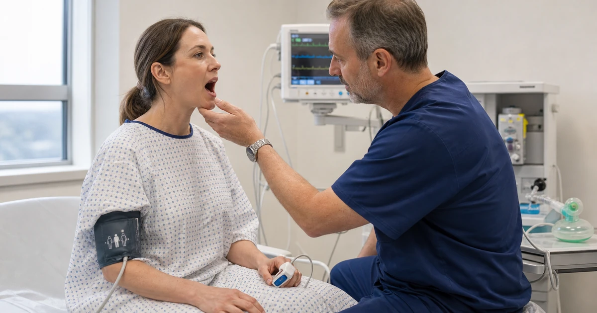 Anaesthetist and monitoring equipment during cosmetic surgery
